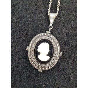 Goddess Cameo Necklace, Sterling silver - Vintage Style Victorian Bridal